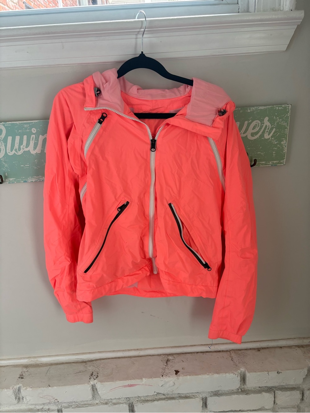 lululemon athletica Neon Coral Lightweight Hooded Bomber Jacket - Women's